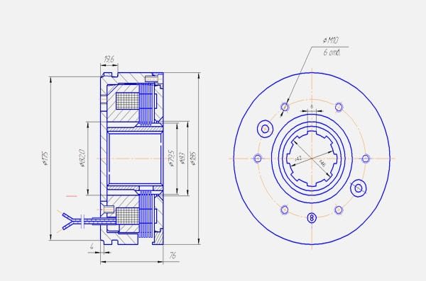 Тормозная муфта Э1ТМ 6 тормозного исполнения